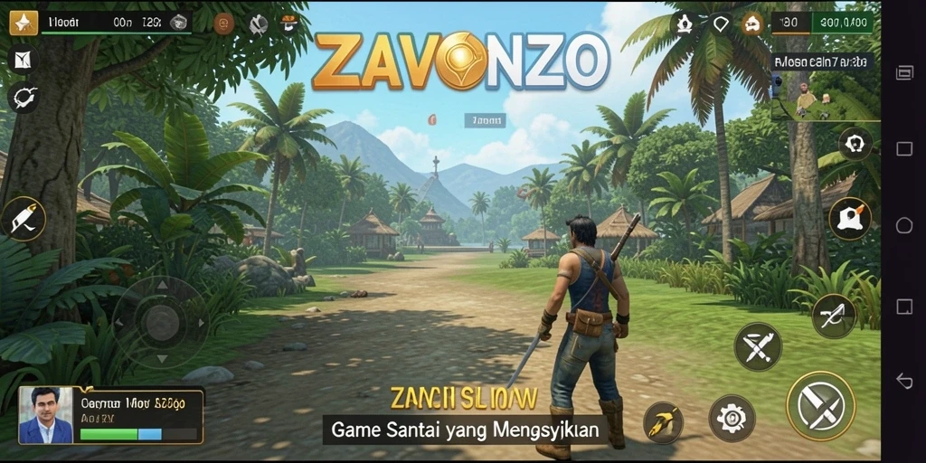 Tampilan menarik gameplay ZAVONZO dengan karakter ceria.